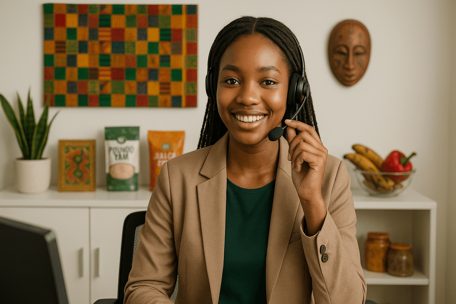 Customer service representative helping with Nigerian grocery orders